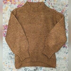 Cozy Mock-Neck Shaker-Stitch Cocoon Sweater for Girls